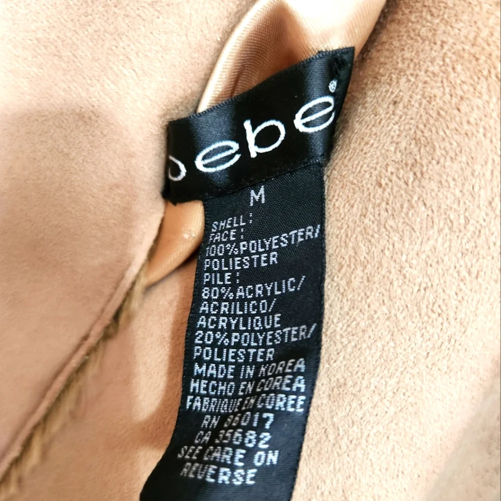 Bebe Micro Fiber Faux Shearling Faux Suede Coat Designer Luxury Vintage - Picture 6 of 6